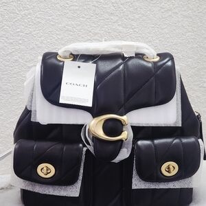 ¡SOLD! Coach Black Quilted Backpack with Gold Accents